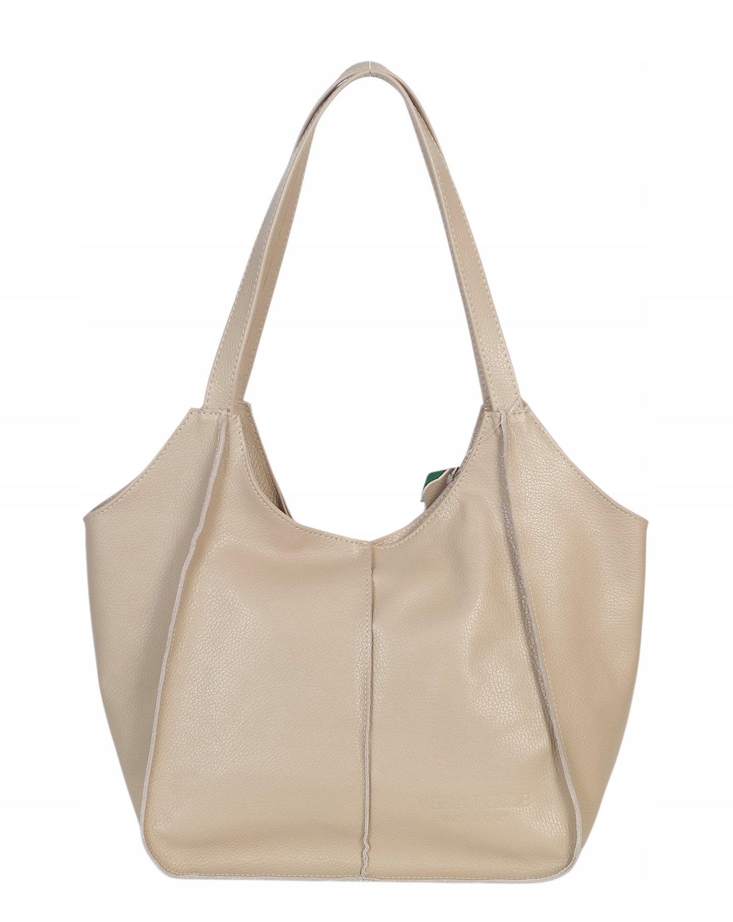 Vera Pelle Velká kožená taška Shopper Bag Praktický interiér Kůže Béžová