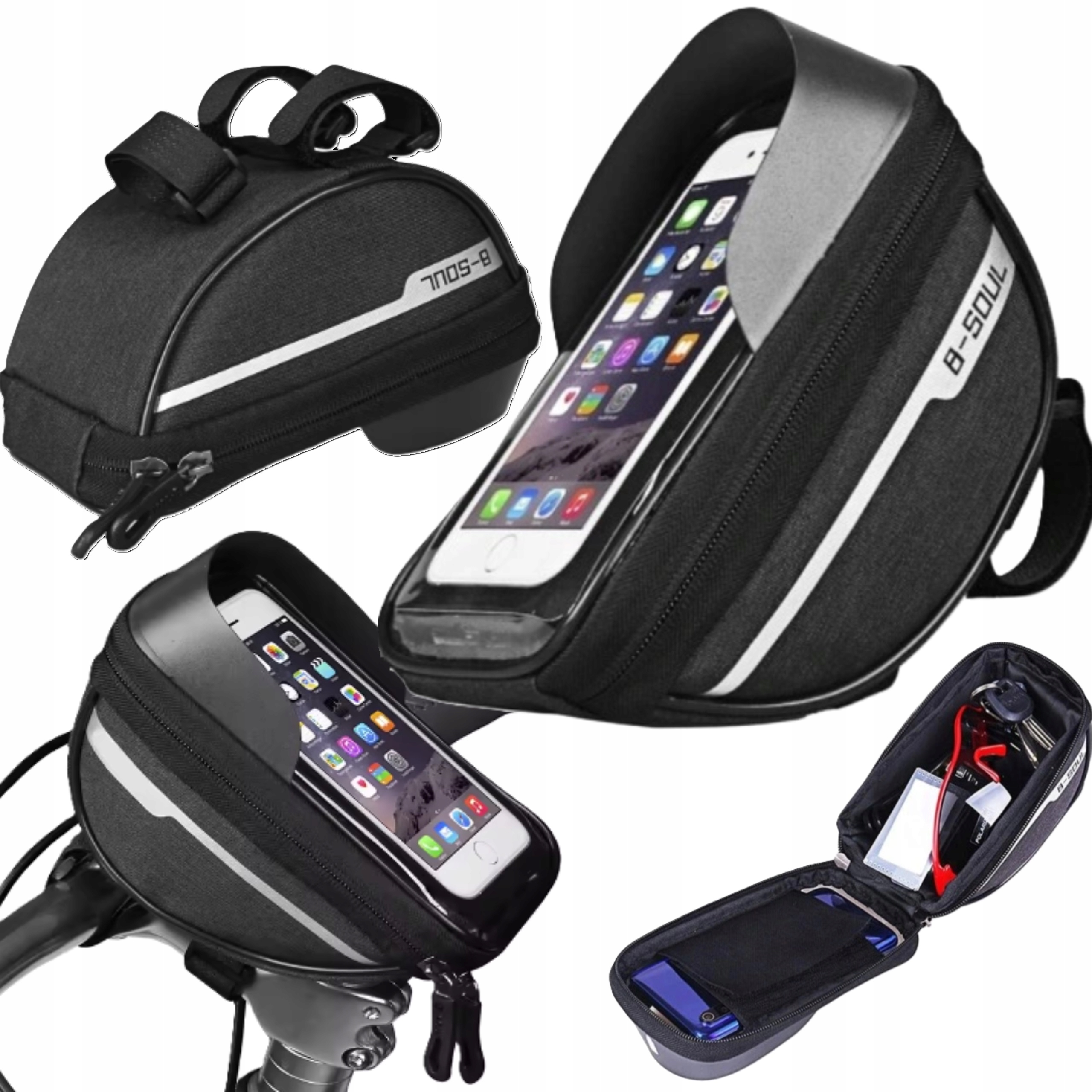 TORBA ROWEROWA UCHWYT NA TELEFON ROWER RAMĘ KIEROWNICĘ TORBA WODOODPORNA