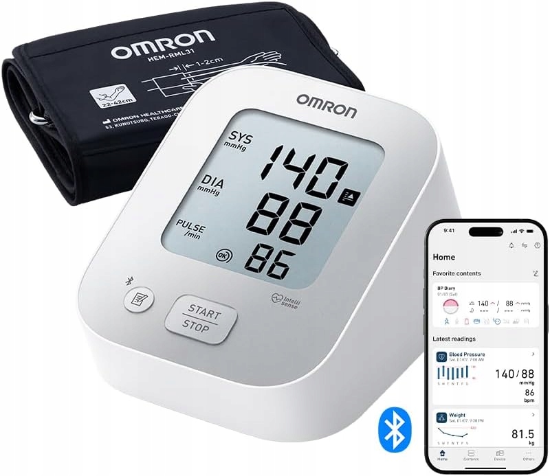 Omron X2 Smart Ciśnieniomierz Naramienny Bluetooth 22-42 cm