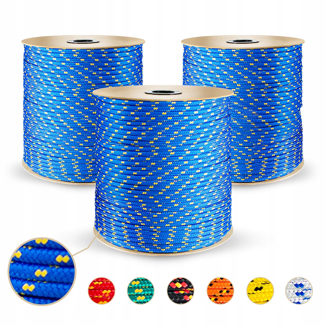 Lina polipropylenowa pleciona żeglarska uniwersalna niebieska 10mm 200m