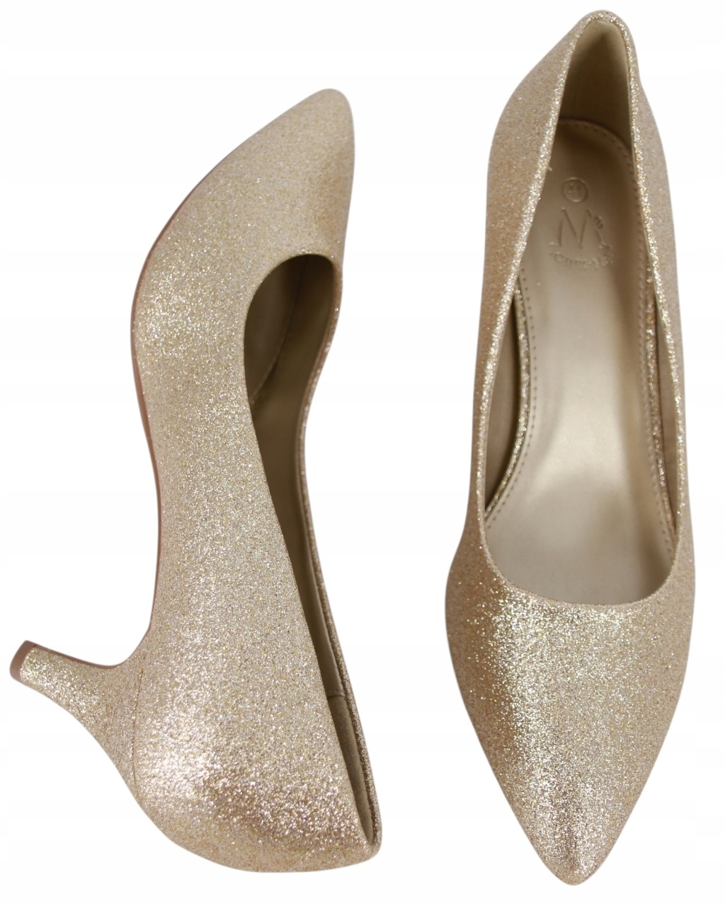 Lodičky Na Nízkém Podpatku 7,5 CM Lodičky Brokátové Boty Zlaté Dámské 43