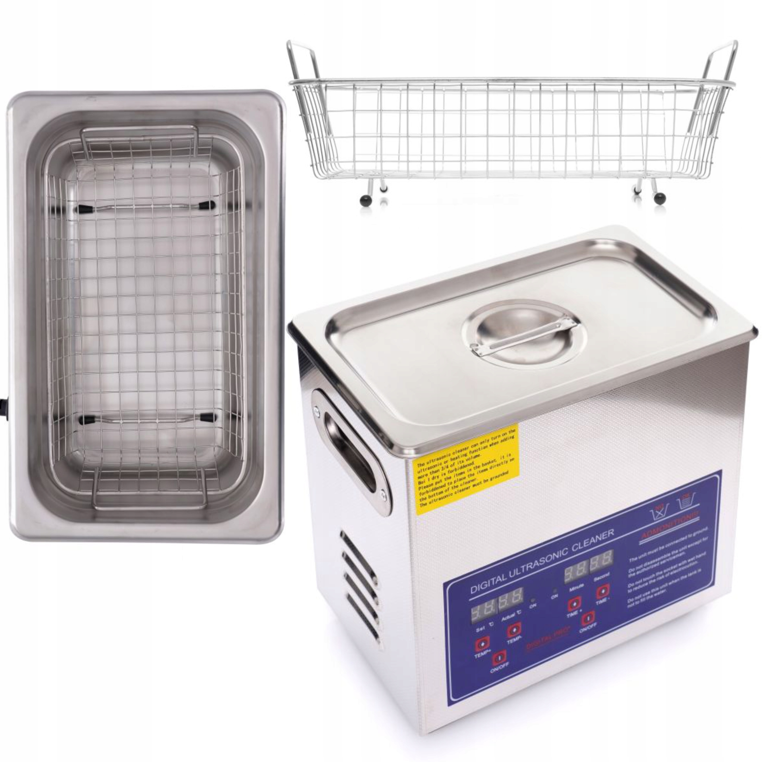 MYJKA WANNA ULTRADŹWIĘKOWA MYCIA CZĘŚCI 3,2l STERYLIZATOR KOSMETYCZNY KOSZ
