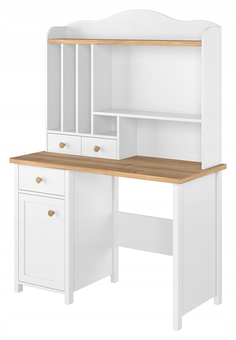 Biurko z nadstawką STORY 01 biały, dąb nash