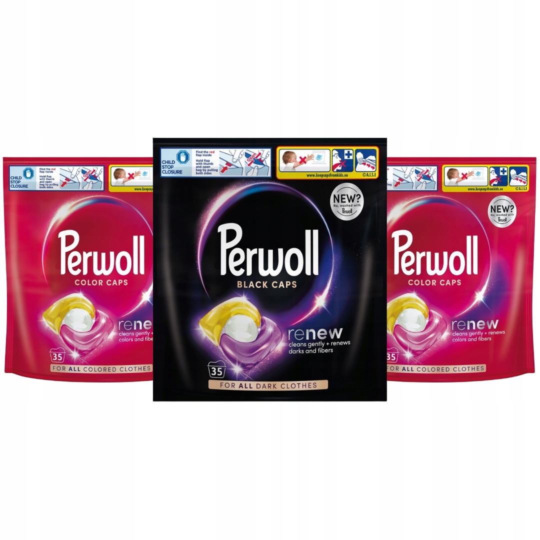 Levně Perwoll Caps Black Color Kapsle na praní černé a barvy Mix 3x35 ks