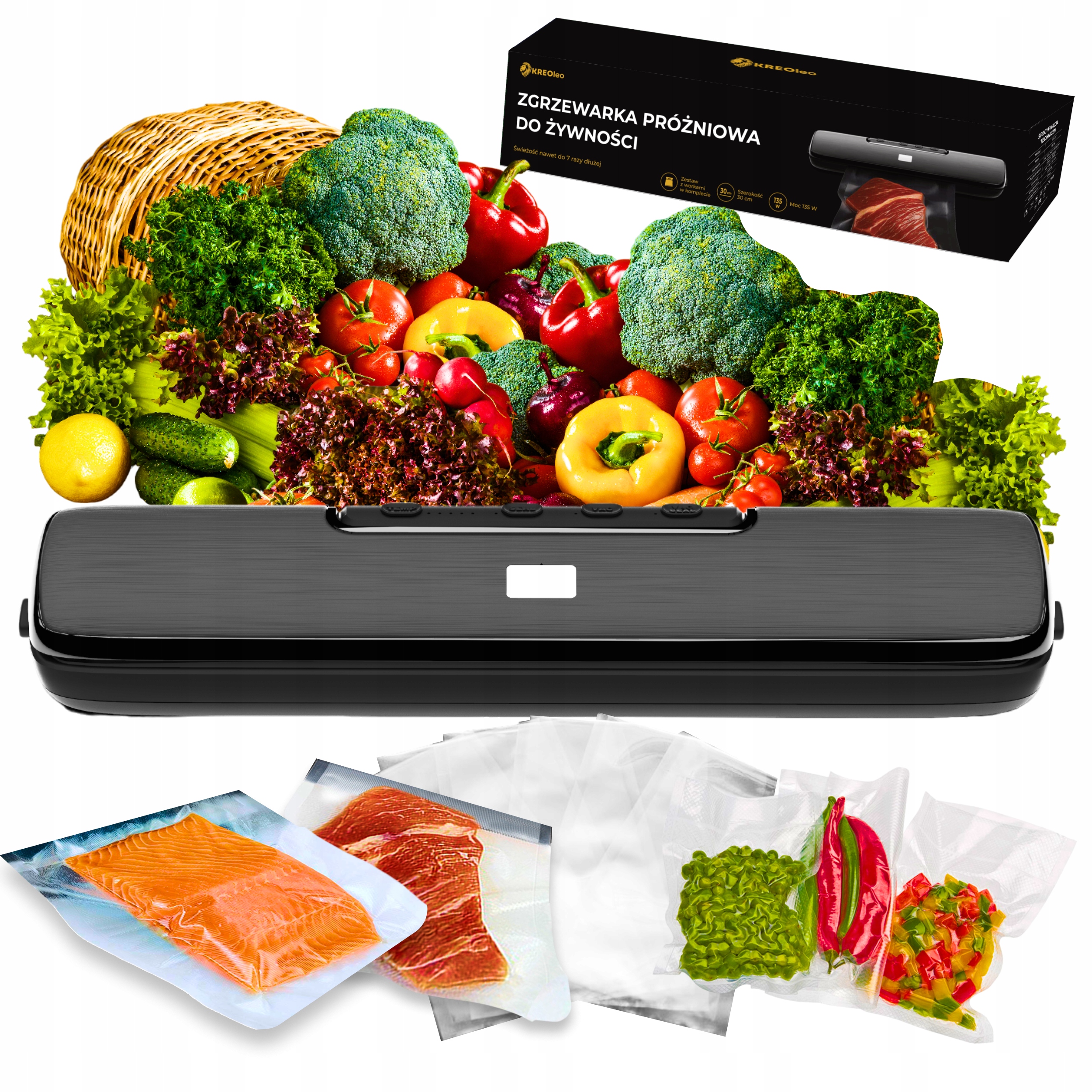 Vakuová Svařovací Stroj Na Potraviny, Balicí Stroj O Výkonu 135 W Sada Sáčků XXL