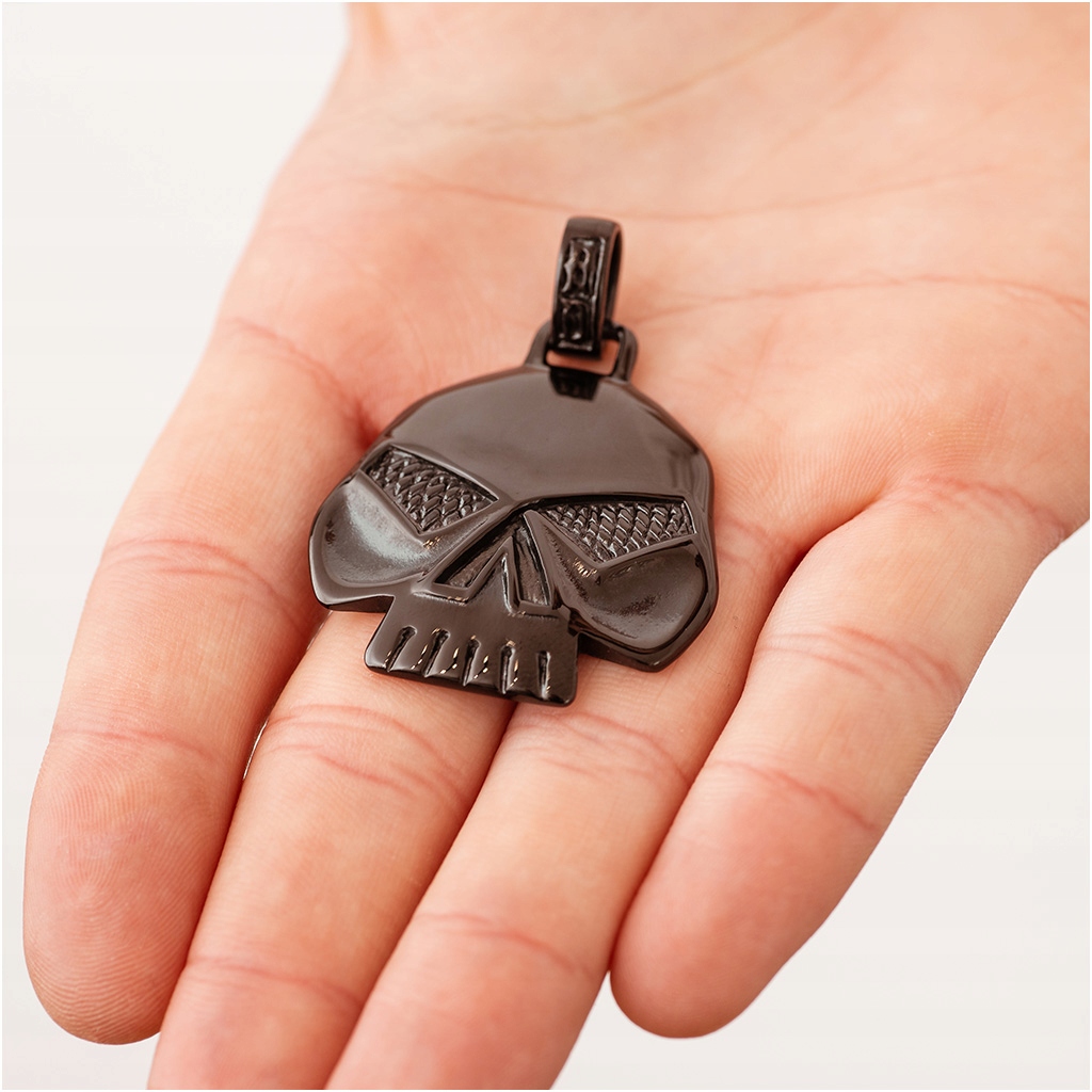 Wisiorek męski zawieszka PUNISHER czaszka CZARNA stal chirurgiczna 316L Kod producenta SZ0002