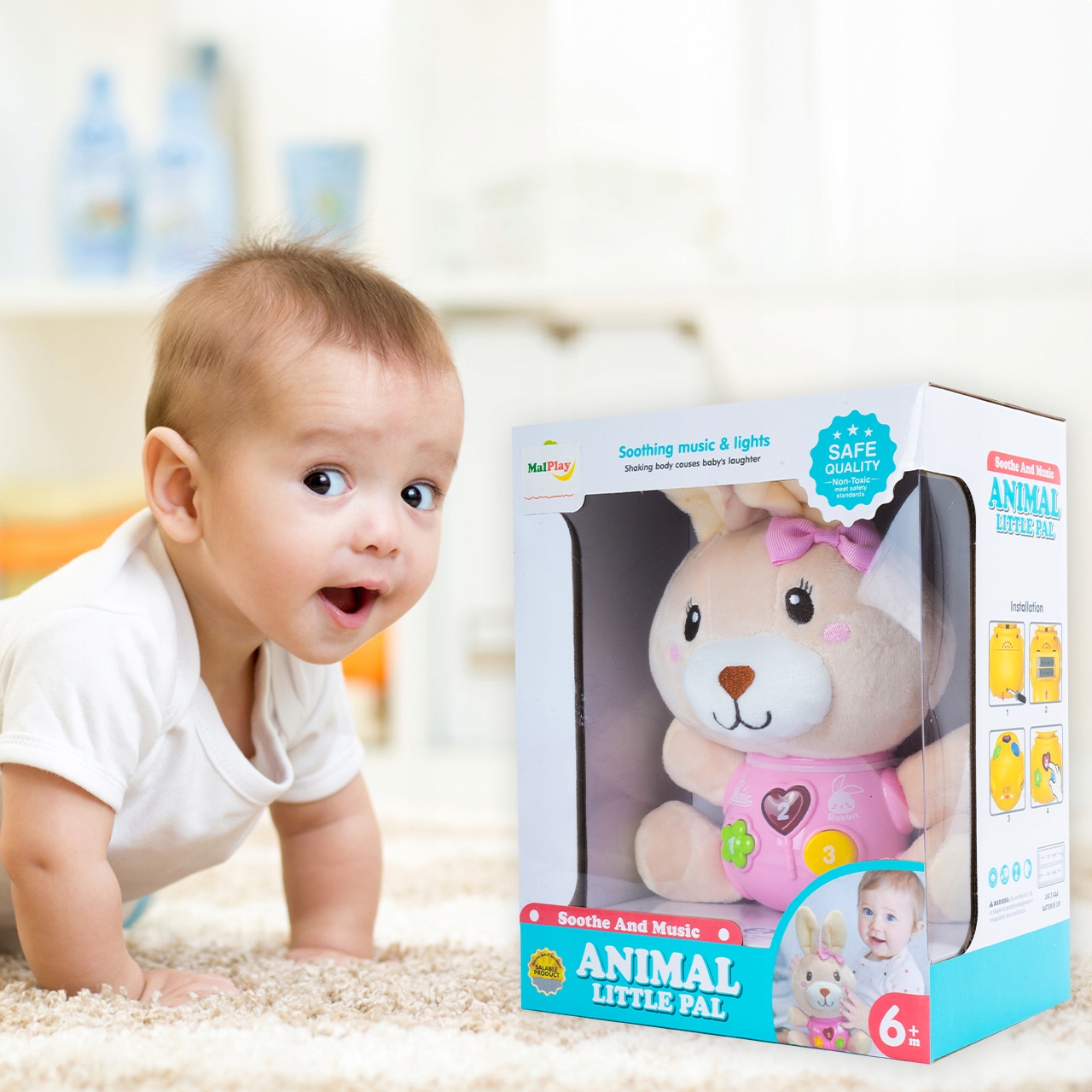 ZAJĄCZEK KRÓLICZEK PLUSZOWY INTERAKTYWNY na baterie dla dzieci PLUSZAK Wysokość produktu 23.5 cm