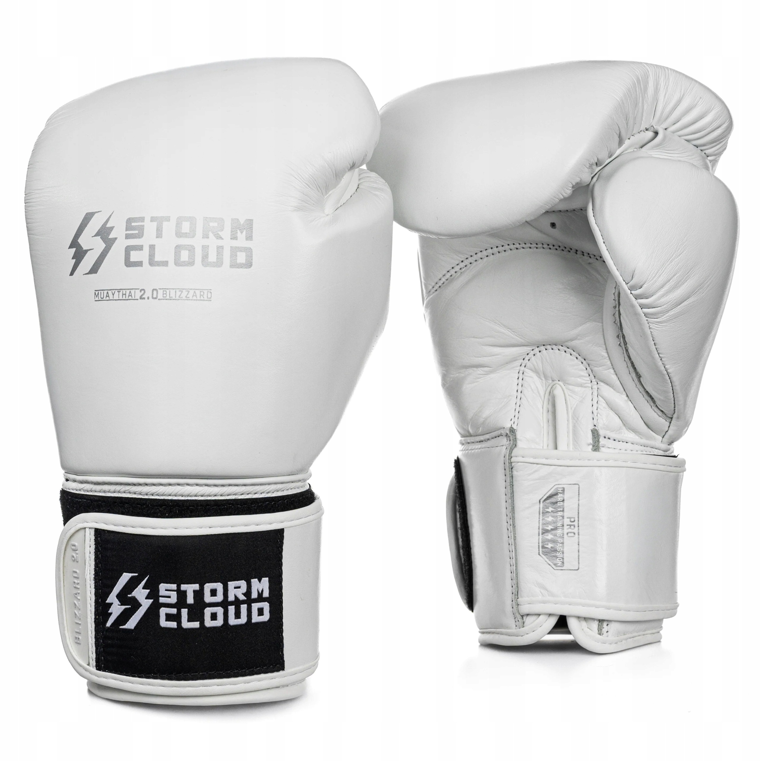 StormCloud Rukavice Muay Thai Blizzard 2.0 Bílé/Stříbrné 12oz