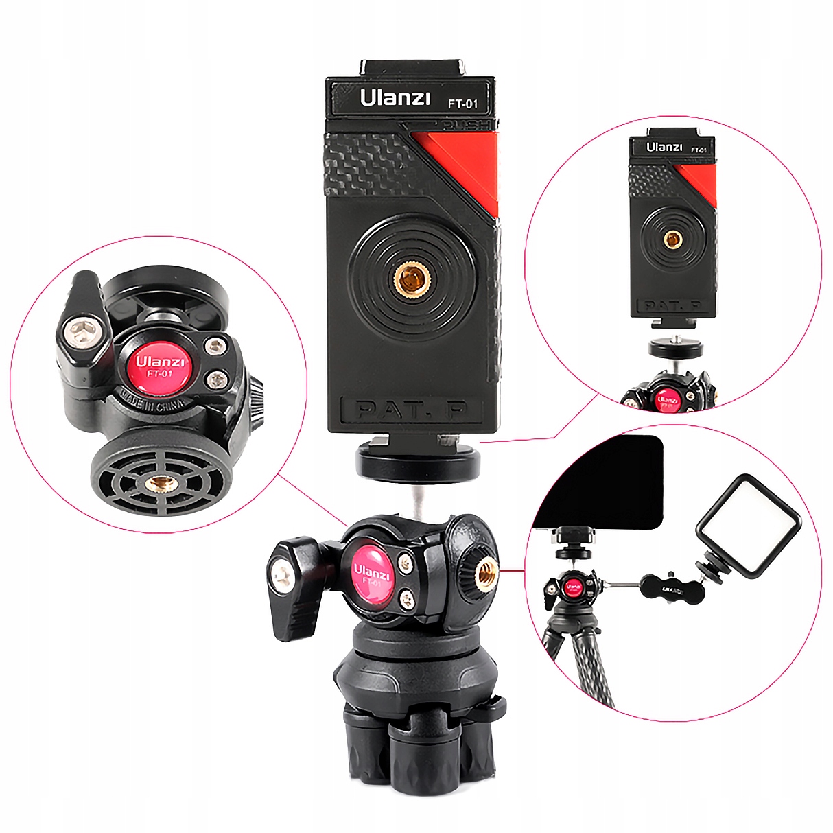 Elastyczny statyw ULANZI FT-01 z głowicą 360 i uchwytem na smartfon Model FT-01