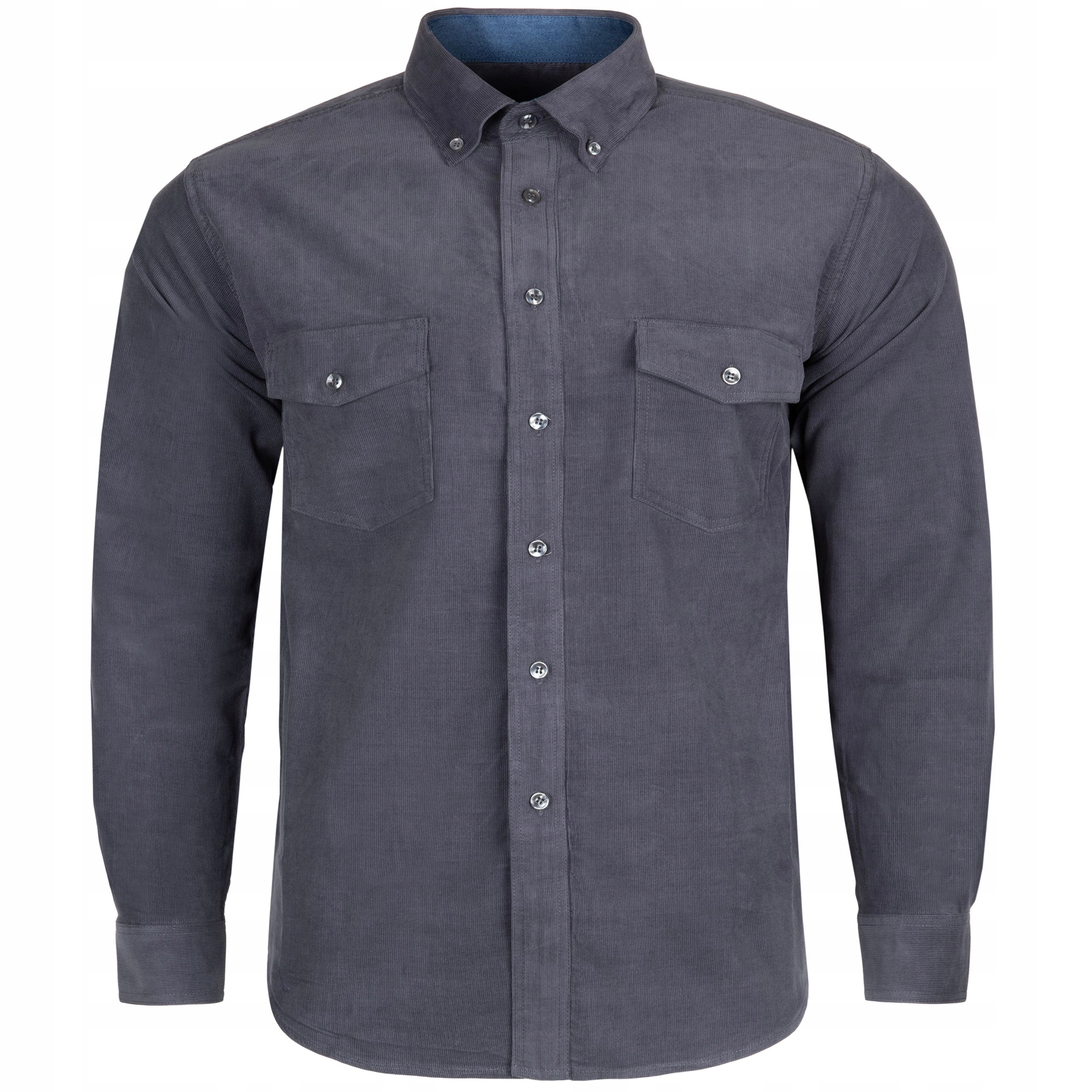 Duża Sztruksowa Szara Ciemna Koszula Męska 5XL 49/50 SF9