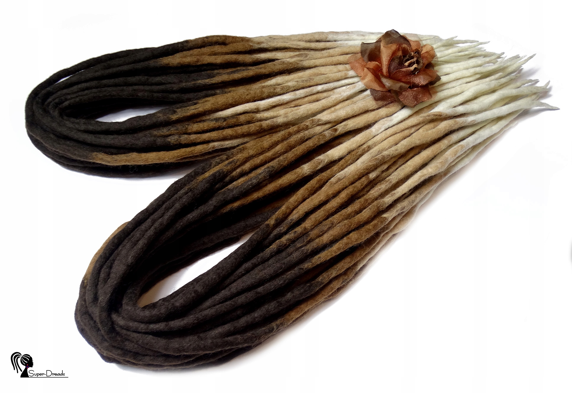 Vlněné pastelky Dredy, hnědé blond bílé, Čokoládový Dezert, 10 kusů