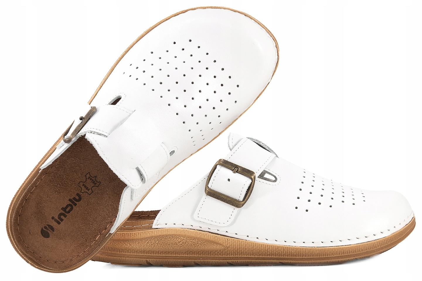 Inblu VE-2KU Kožené Pánské Pantofle Plné Hygienického Komfortu Soft 42 Bílá