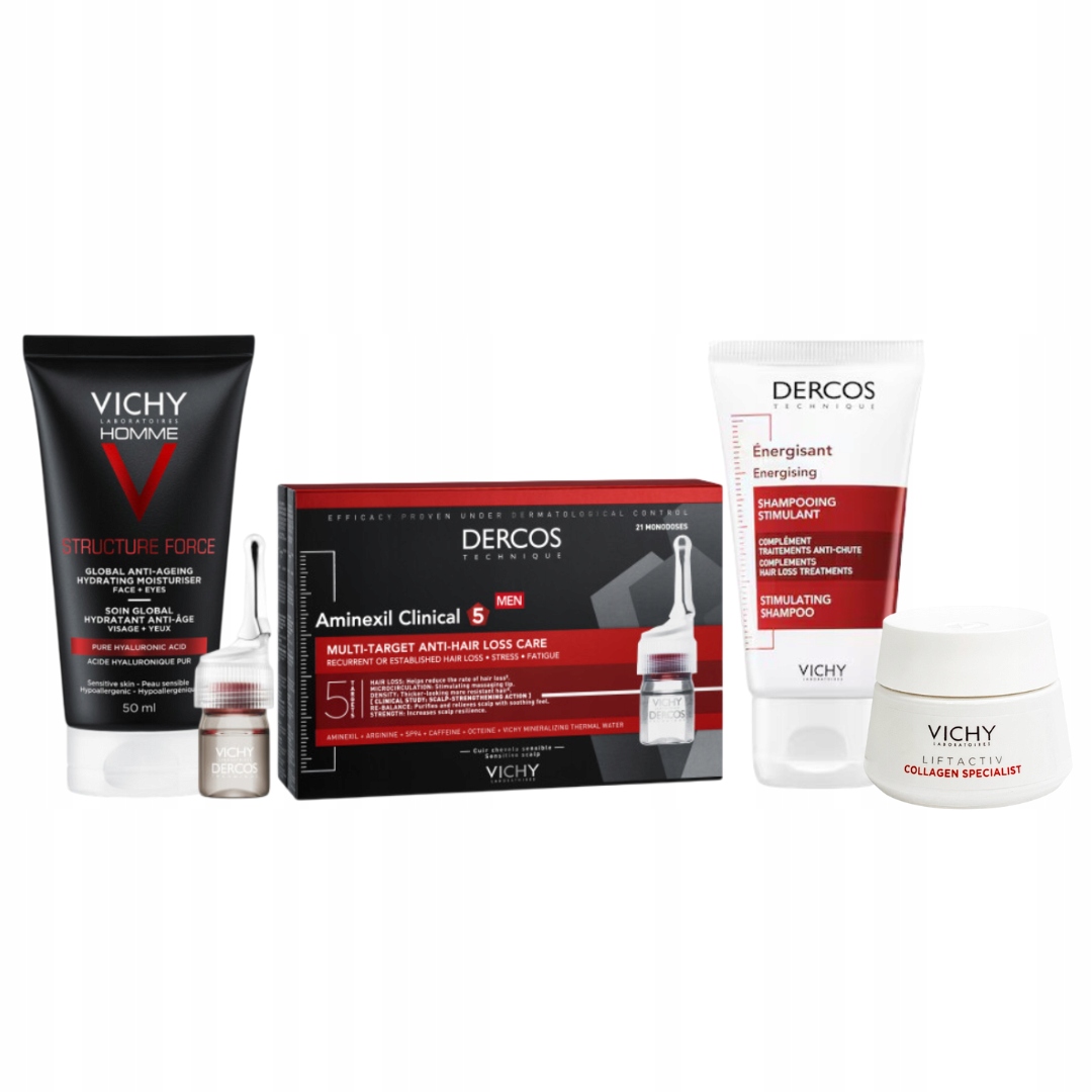 Zestaw Dla Mężczyzn Krem do twarzy Vichy homme 50ml+Dercos Kuracja Aminexil