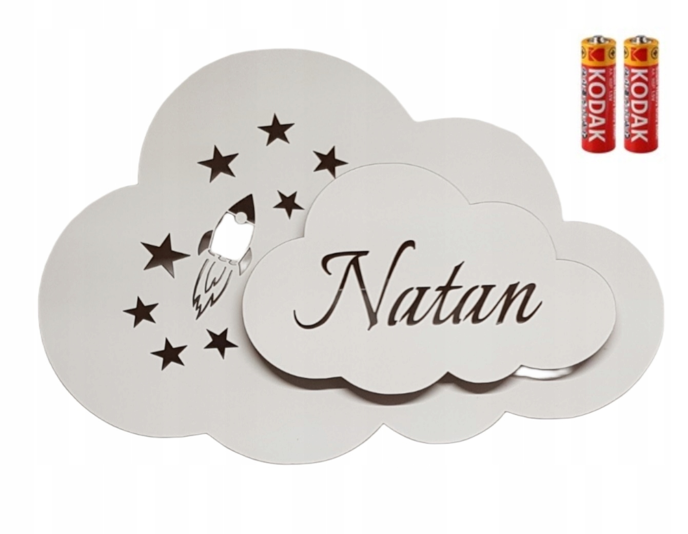 Lampka nocna LED CHMURKA RAKIETA z imieniem 3d