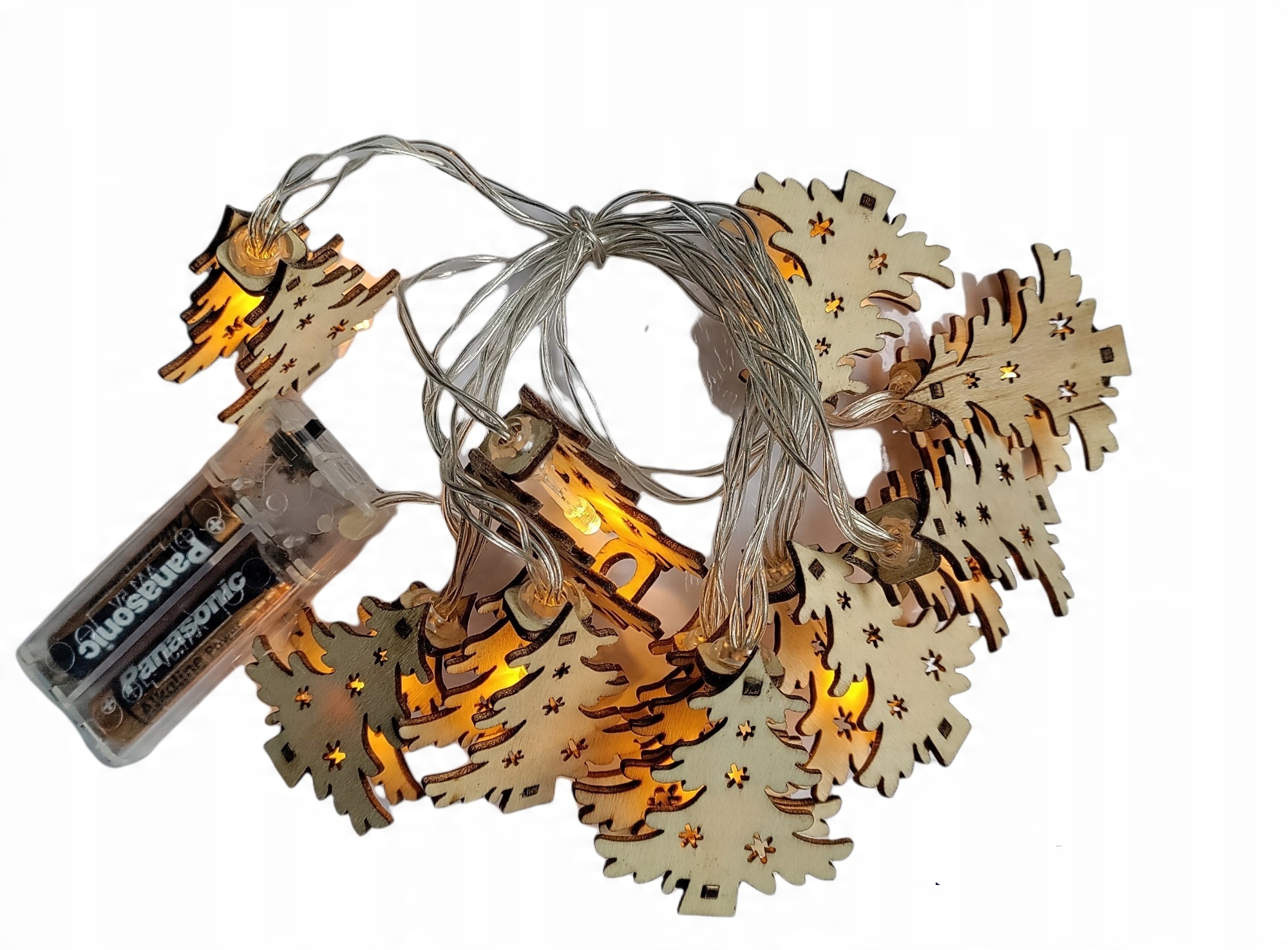 

Lampki na baterię girlandy 10LED drewniane