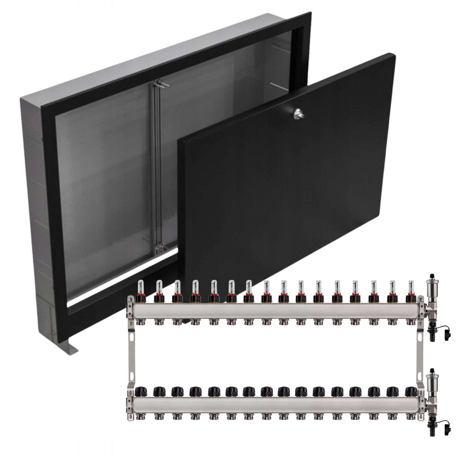 Nerezový Rozdělovač Podlahové Krytiny 15+ Podomítkový Box Černý