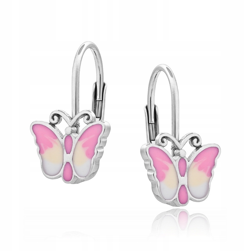 

Srebrne Damskie Kolczyki Dziecięce Wiszące Motyle