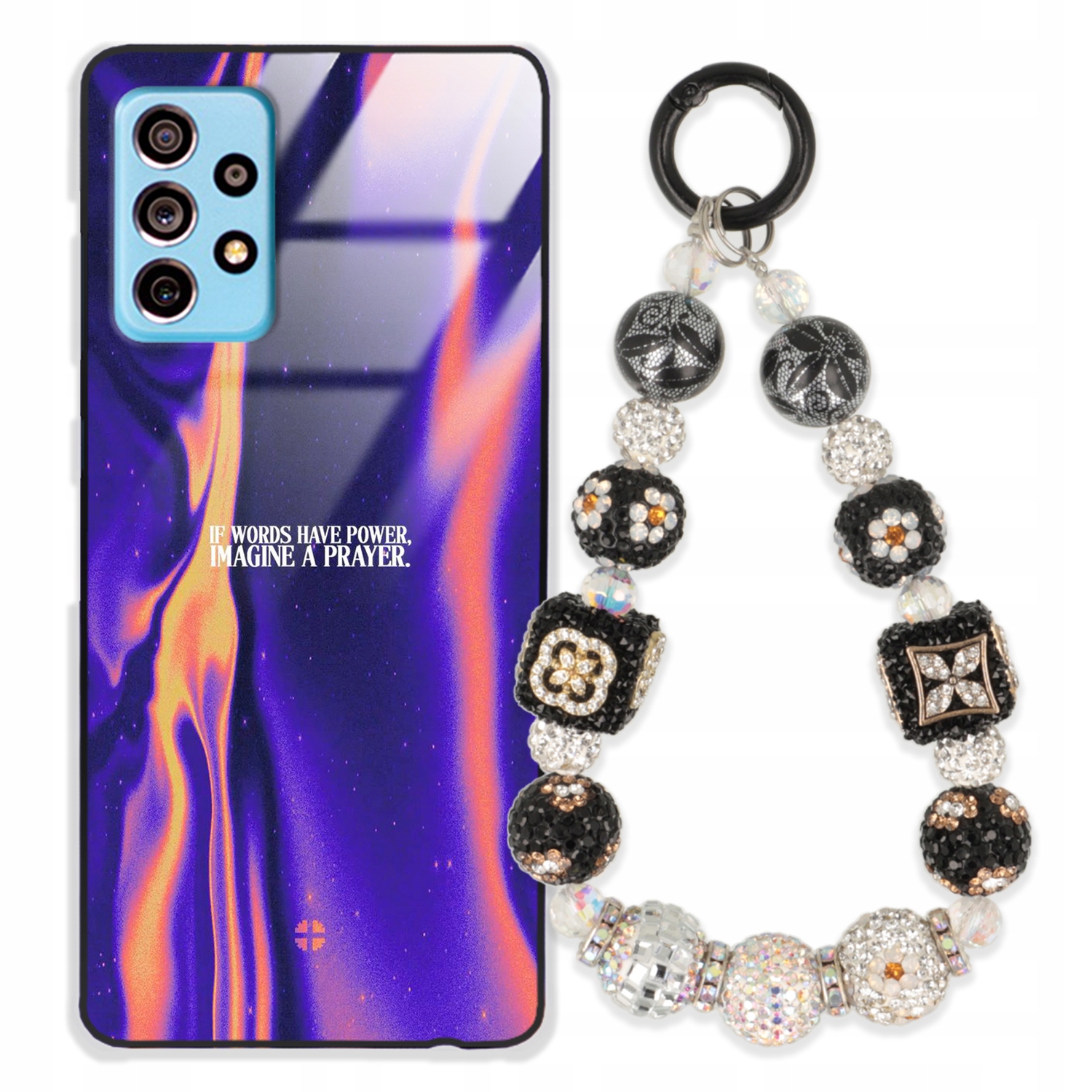 Pouzdro Pro Samsung A73 5G Glass Přívěsek Na Klíče Elegantní Kryt Premium Vzory