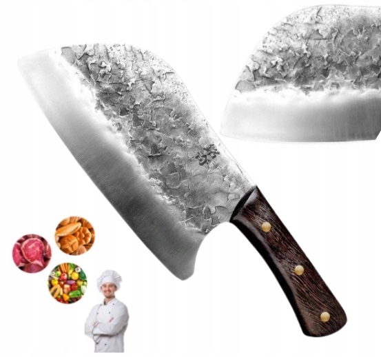 NÓŻ JAPOŃSKI SZEFA KUCHNI OSTRY RĘCZNIE KUTY TASAK 30CM DO MIĘSA I WARZYW