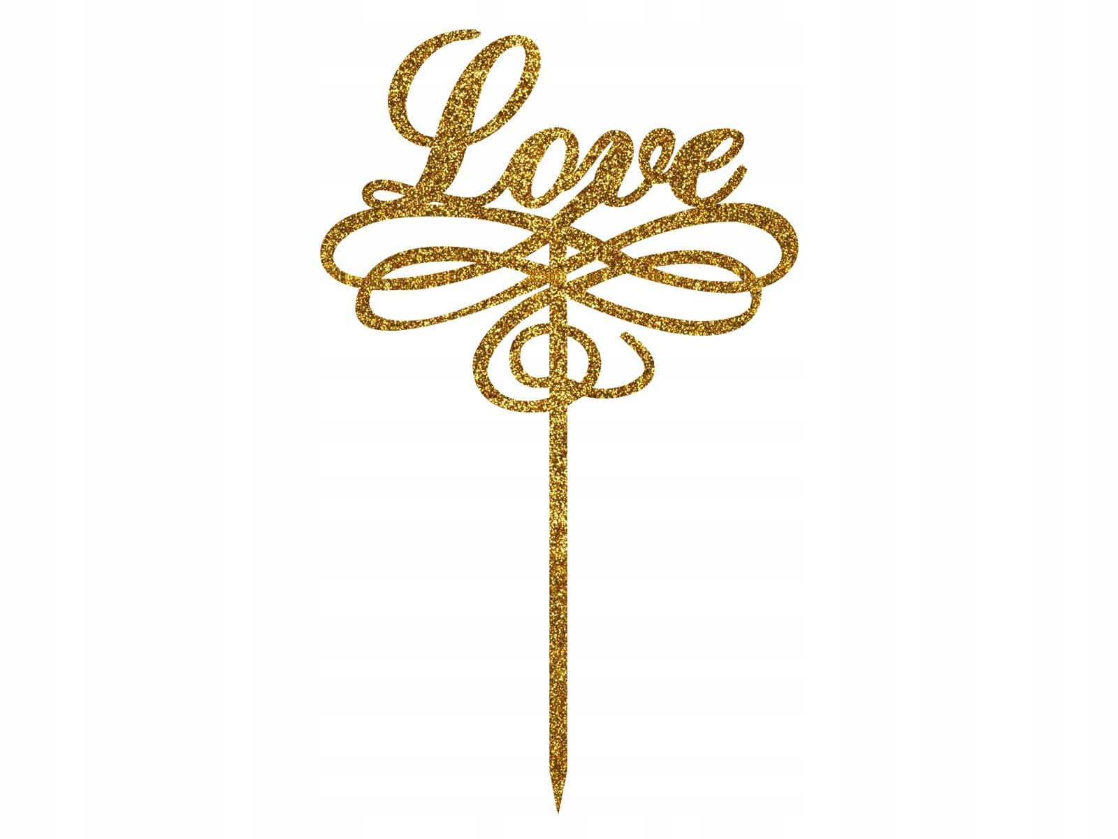 

Topper na tort Love złoty 15x9,5cm Wesele plexi