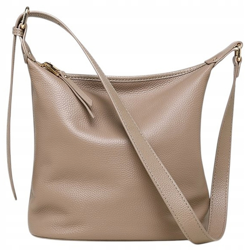 Torebka Damska Beżowa Khaki Jasny Brąz Klasyczna Pojemna na Ramię Eko Skóra