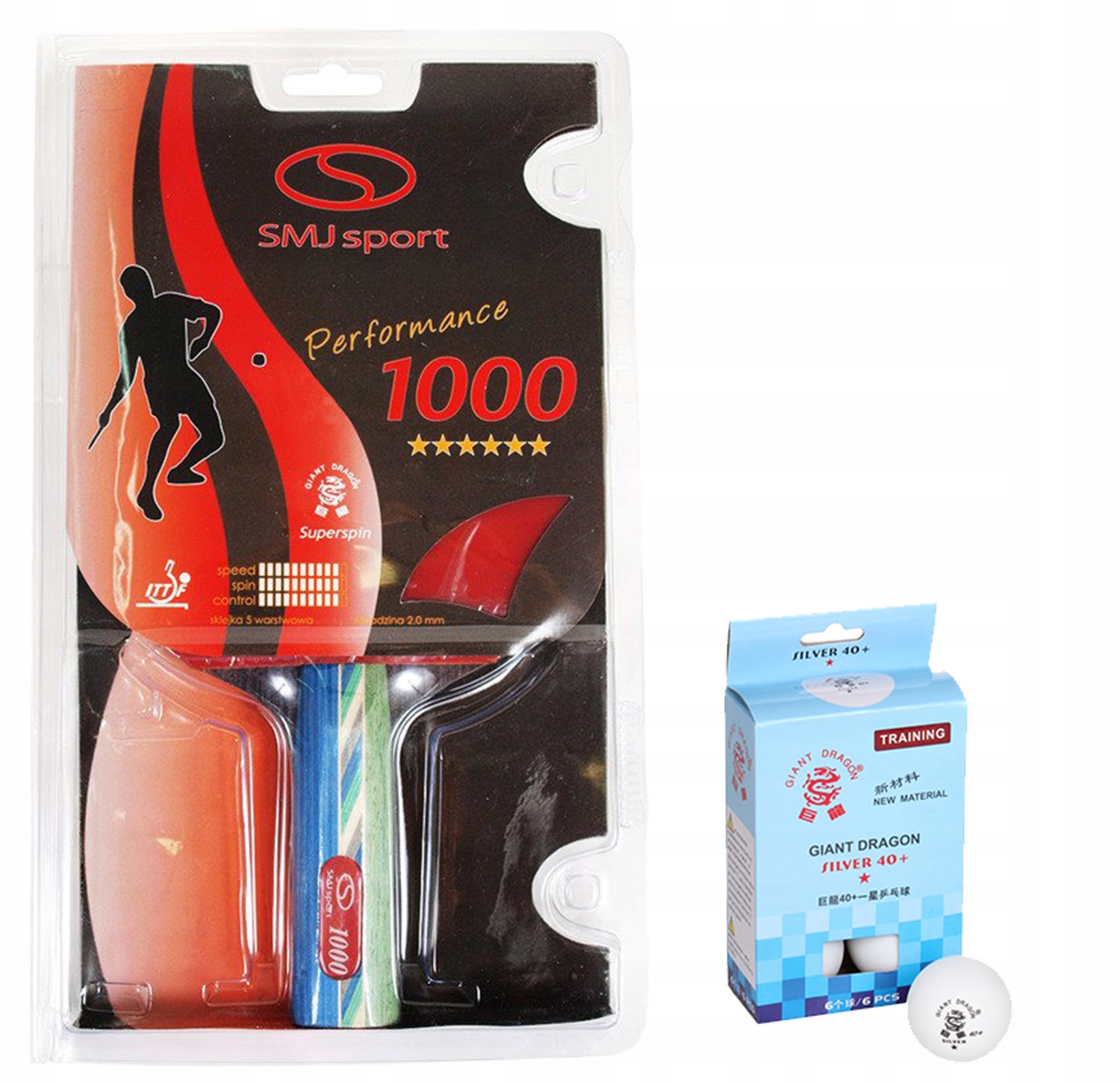 RAKIETA PALETKA TENIS STOŁOWY PING-PONG CERTYFIKAT ITTF 6* 1000 + PIŁECZKI