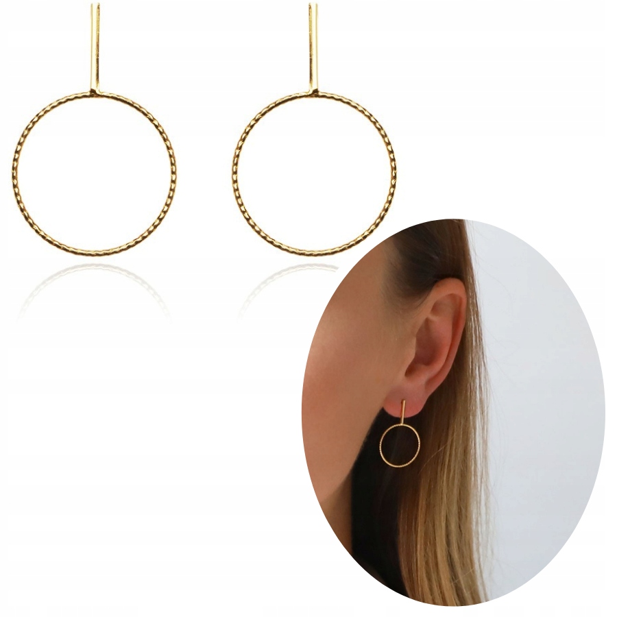 

Pozłacane kolczyki koła grawerowane na sztyft