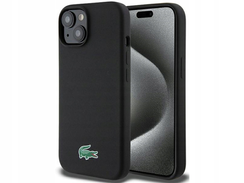 Lacoste LCHMP15SSLOK Hardcase Silicone MagSafe do iPhone 15 Czarny