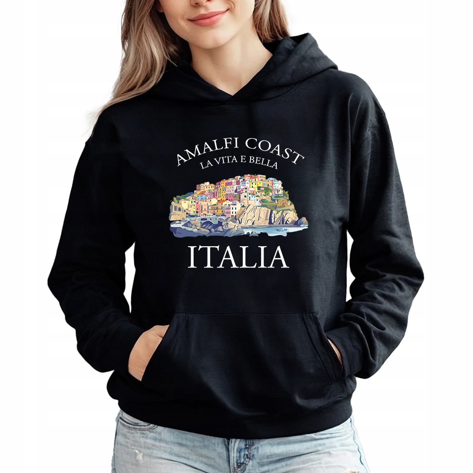 Mikina Černá S Kapucí jako Dárek k narozeninám Itálie Coast Italia S