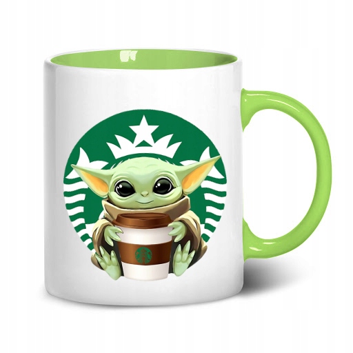

Kubek Wnętrze Ucho Zielone nadruk wzór Baby Yoda 4