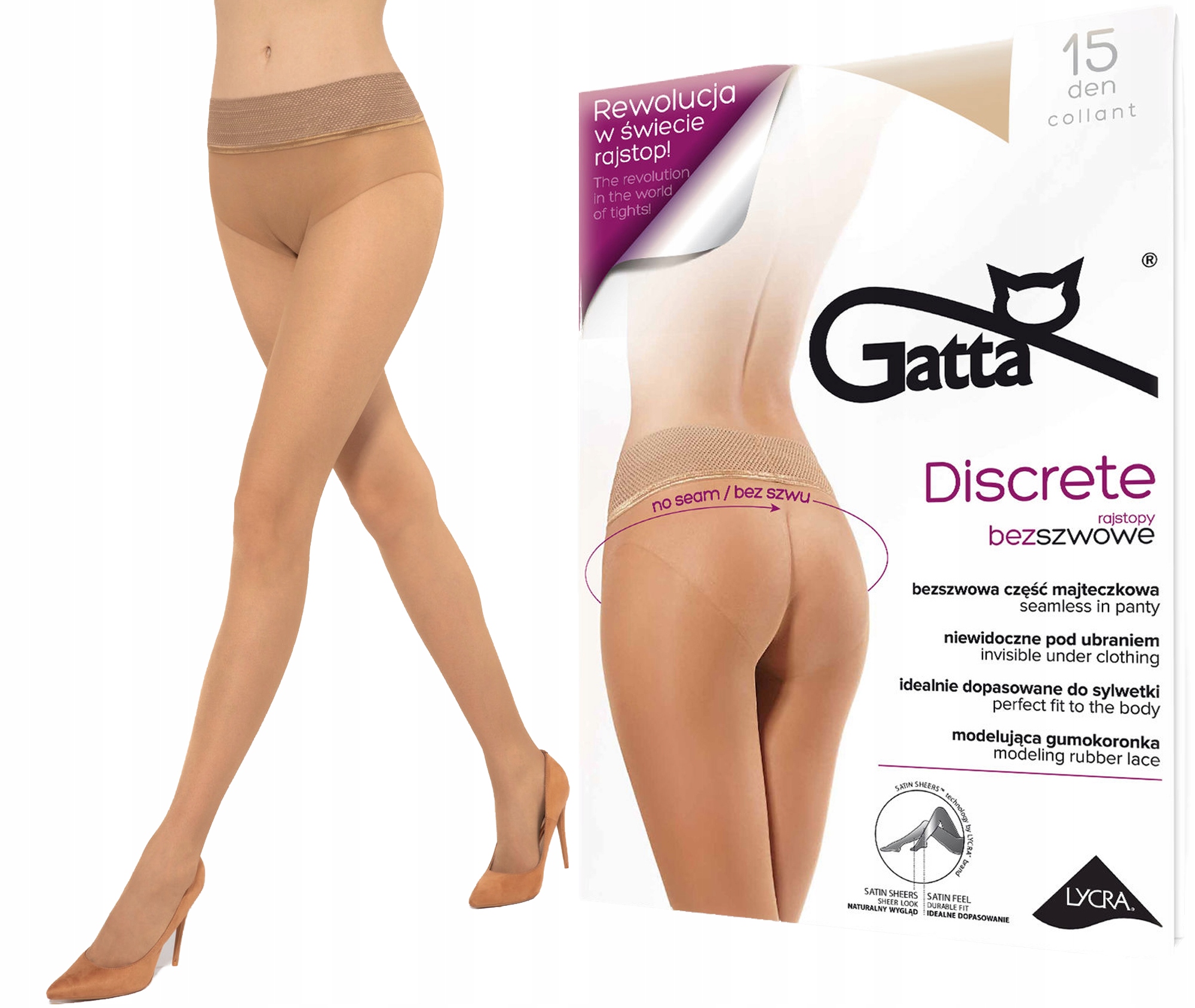 

Rajstopy bezszwowe Gatta Discrete 15den 3-M golden