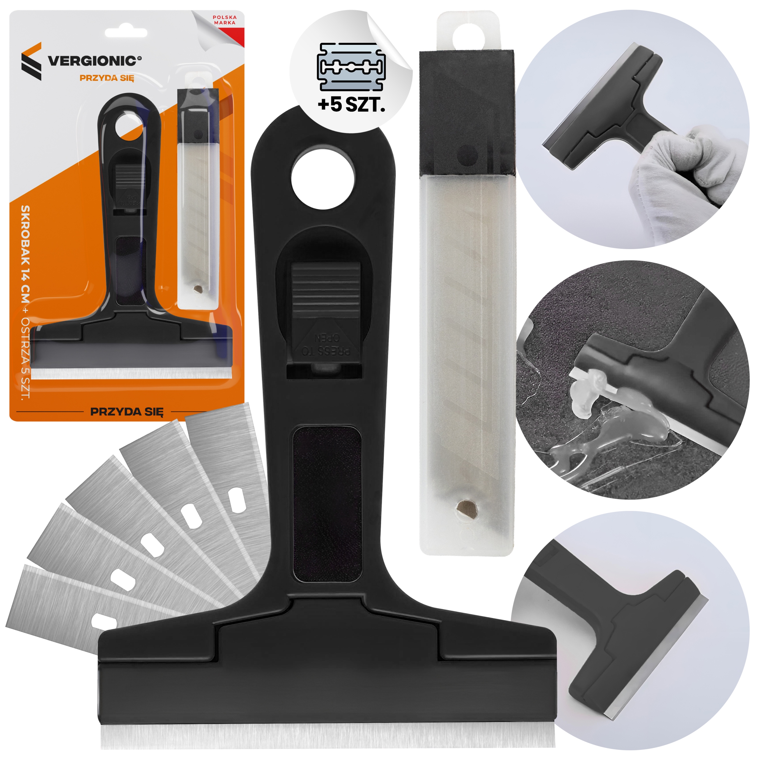 Skrobak skrobaczka do płyty indukcyjnej ceramicznej szyb fug + 5 szt Ostrza