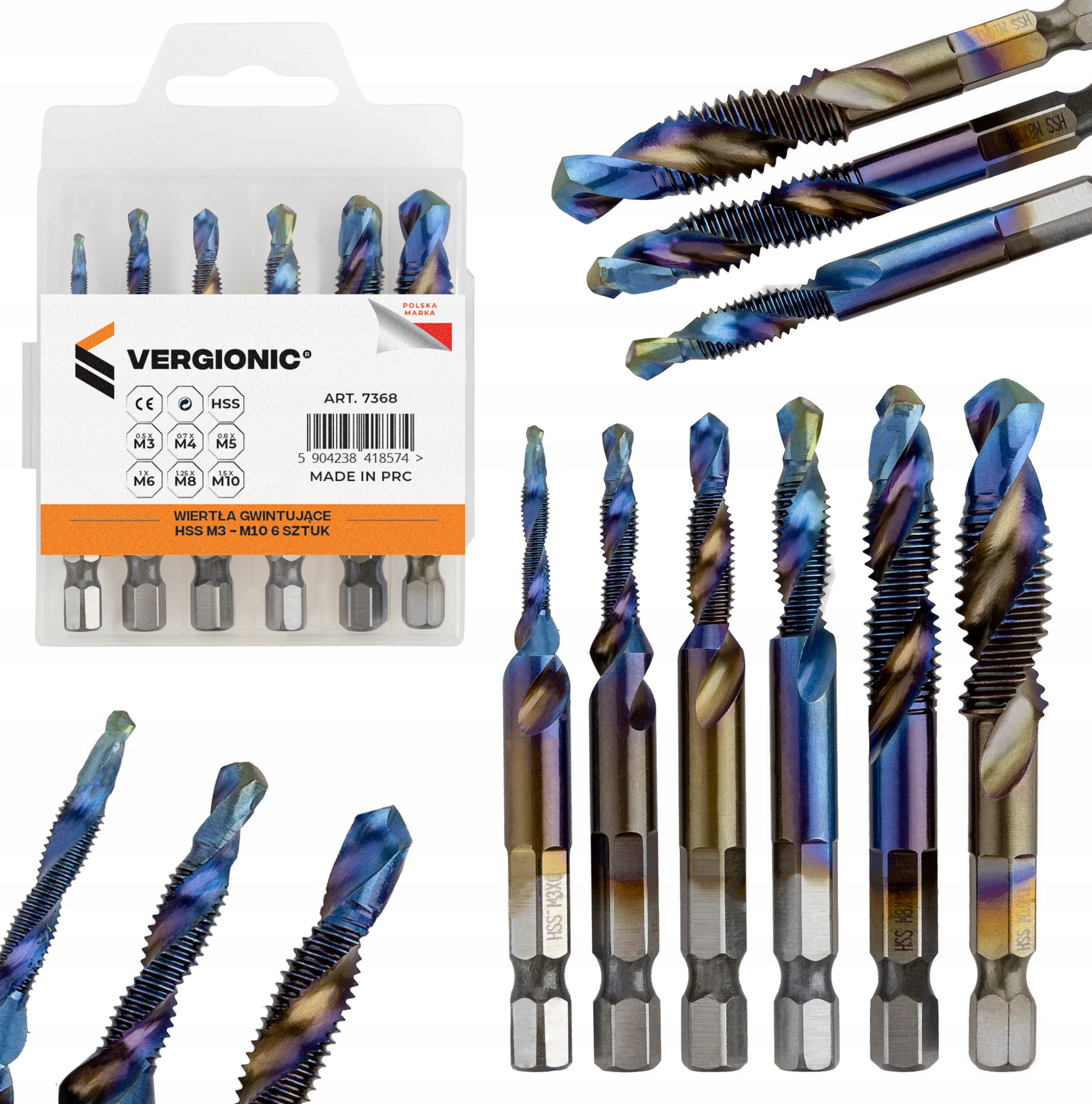 

Wiertła gwintujące Hss M3 M10 6 szt.