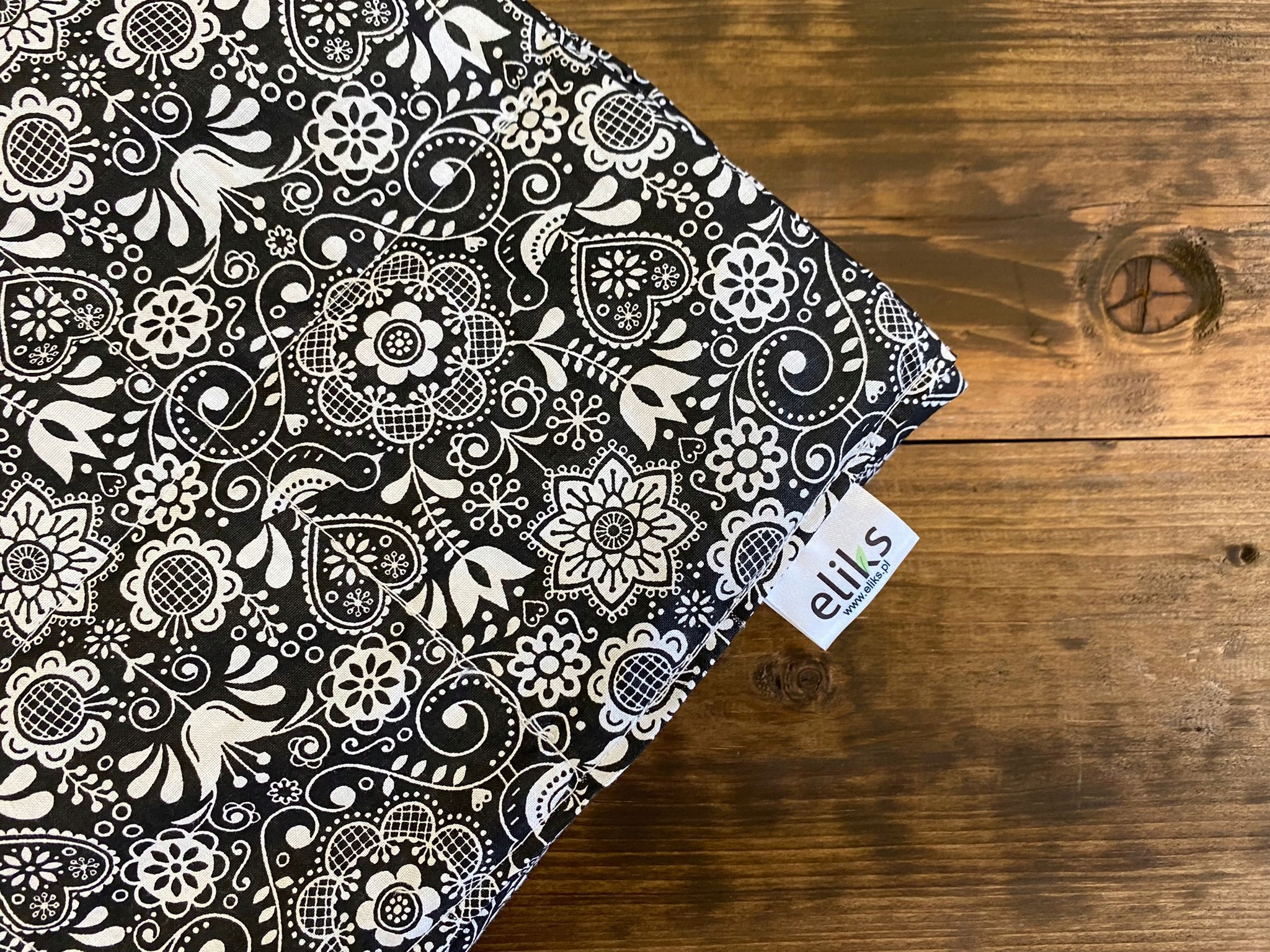 Kołdra Obciążeniowa Sensoryczna dla dziecka 100x140 3 kg Czarna ludowy wzór