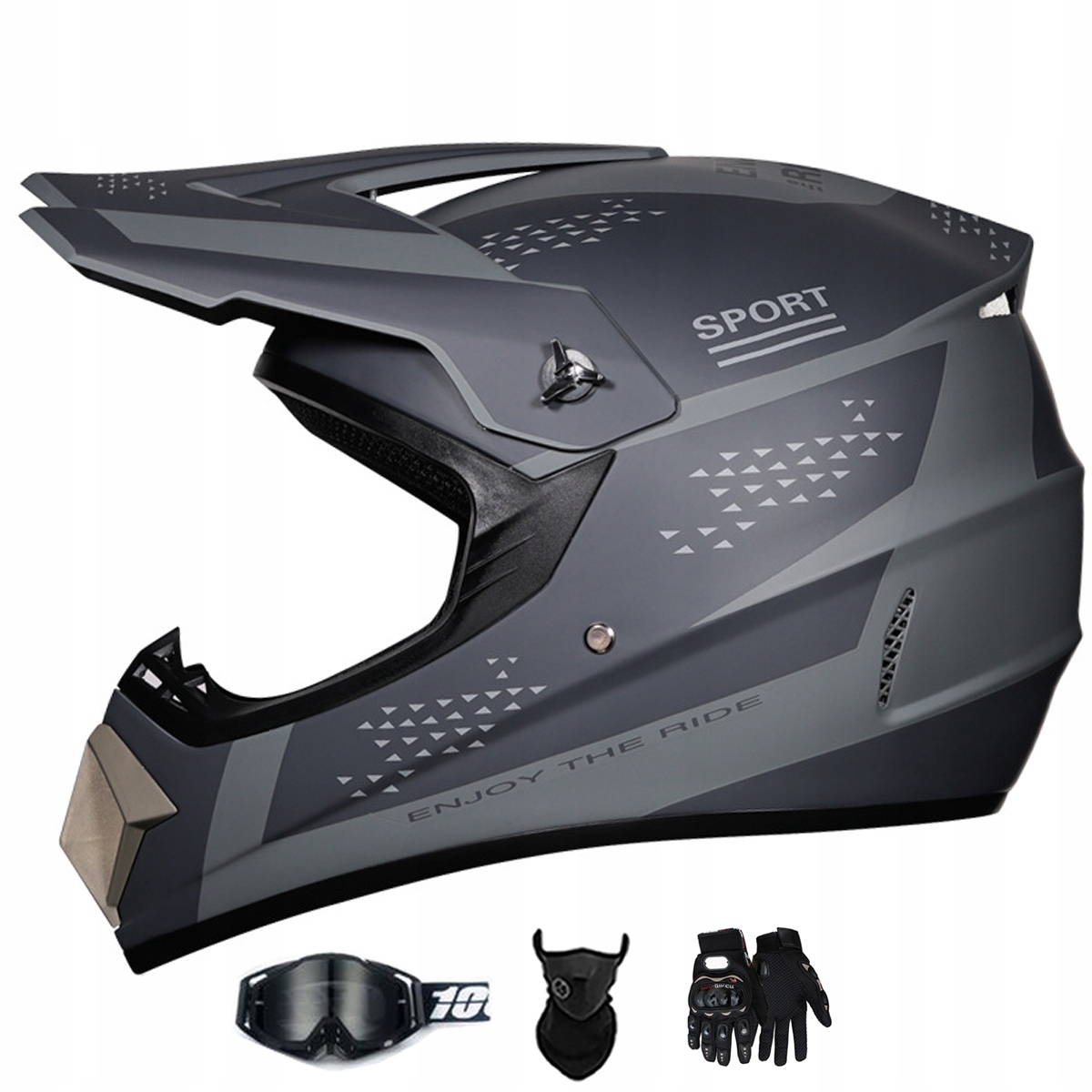 Motocyklová Přilba Lehká Crossová Přilba Enduro Quada Brýle Rukavice Maska L