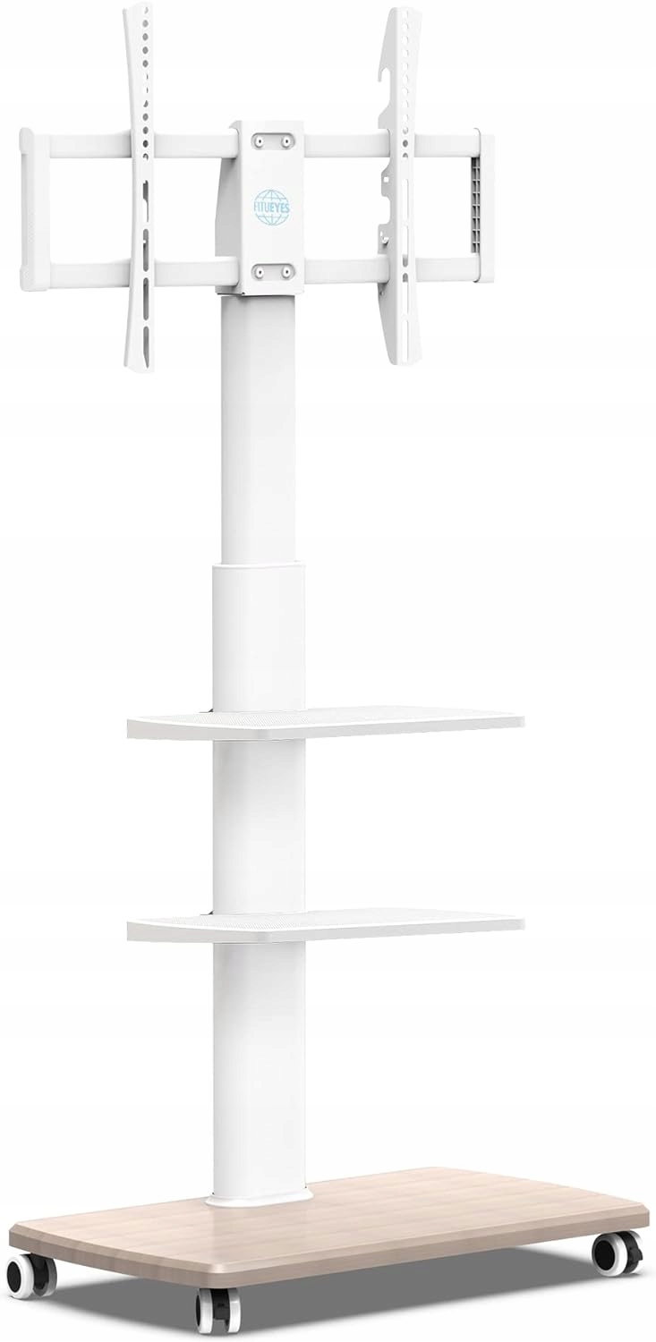 STOJAK POD TELEWIZOR MODBILNY 32-70 CALI DREWNO BIAŁY METAL REGULOWANY PREM