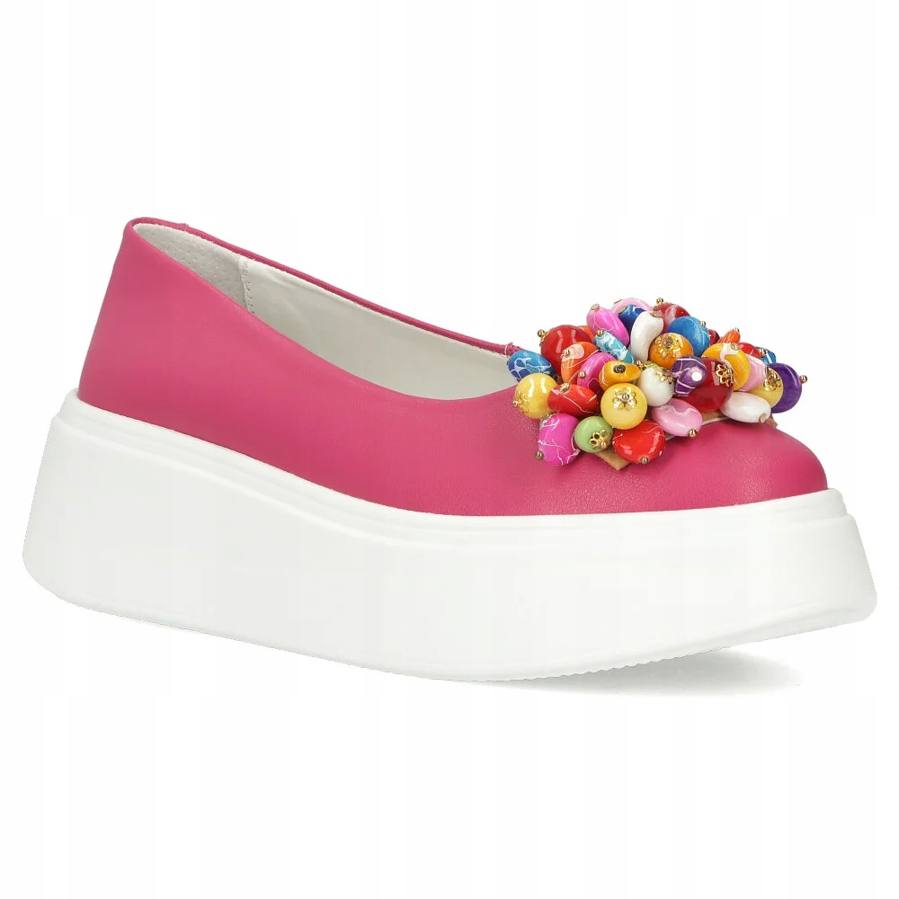 But damskie skórzane półbuty Filippo na grubej podeszwie platformie r.38