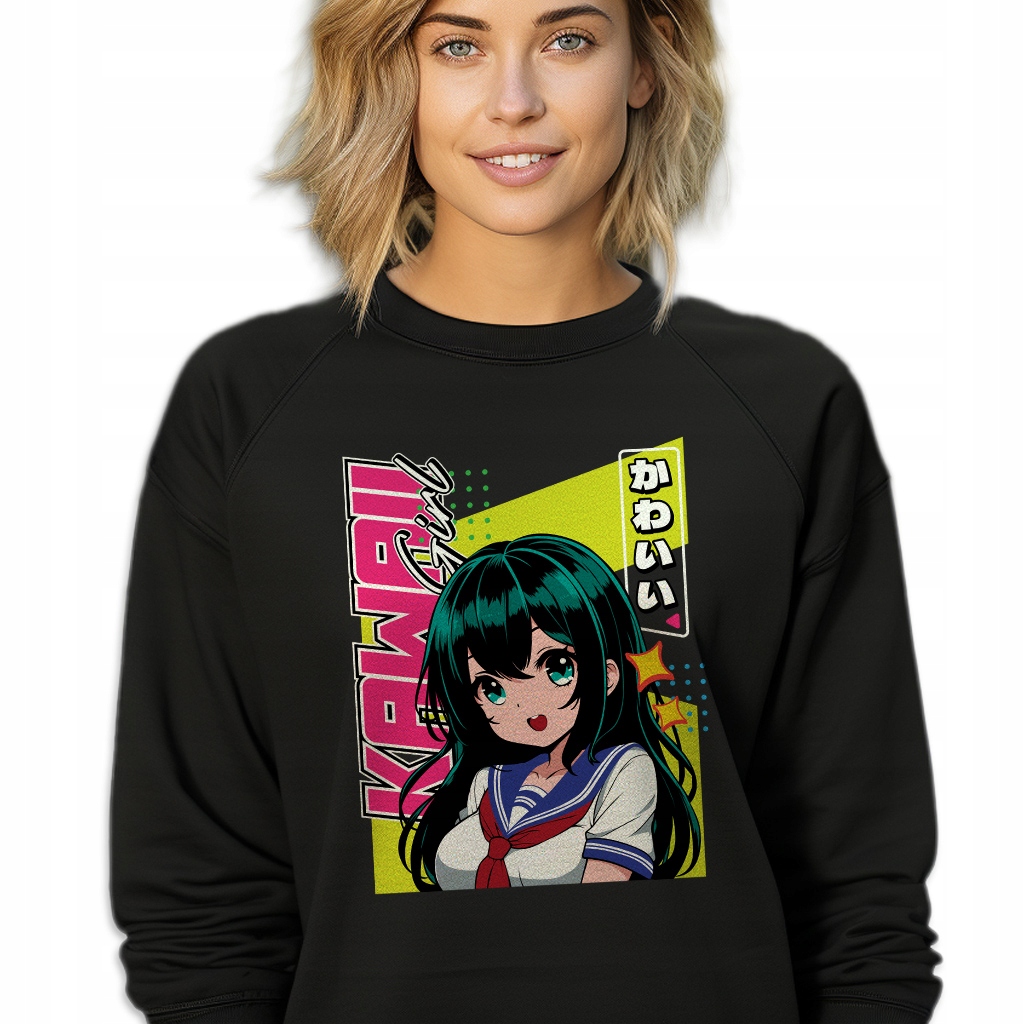 Mikina Tepláková Černá Velikost M Kawaii Girl Anime Styl MIX Vzorů