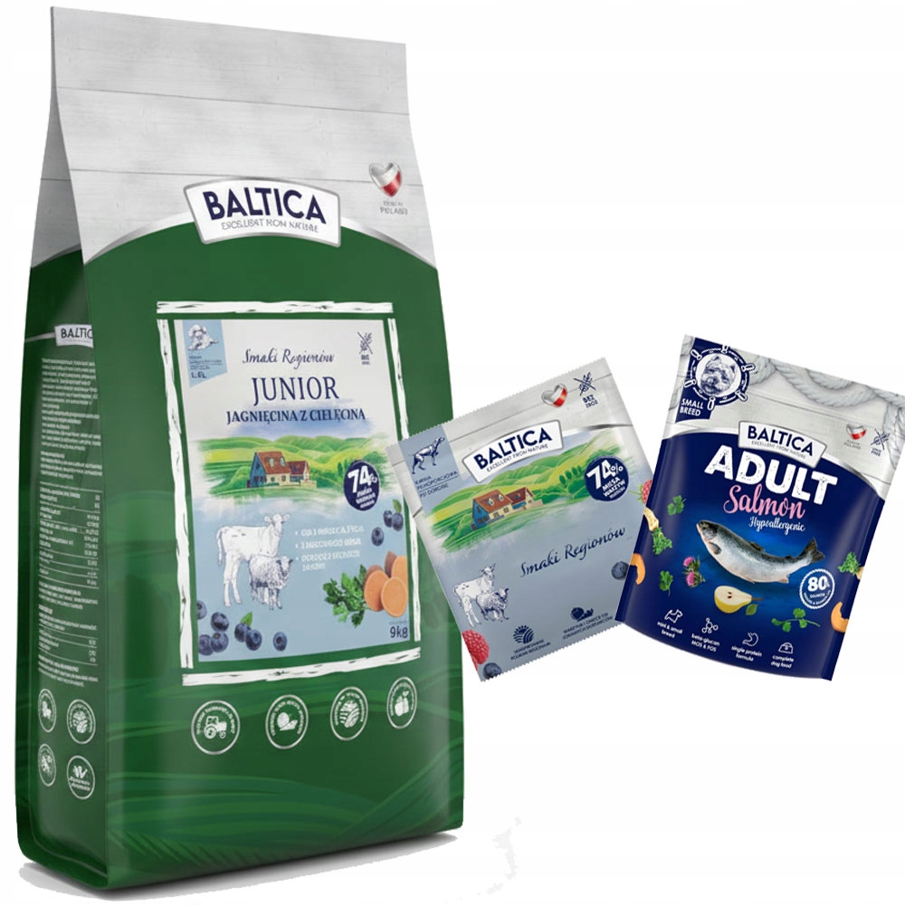 Levně Baltica Příchutě Regionů Junior Jehněčí S Telecím Masem S/xl 9kg Štěně