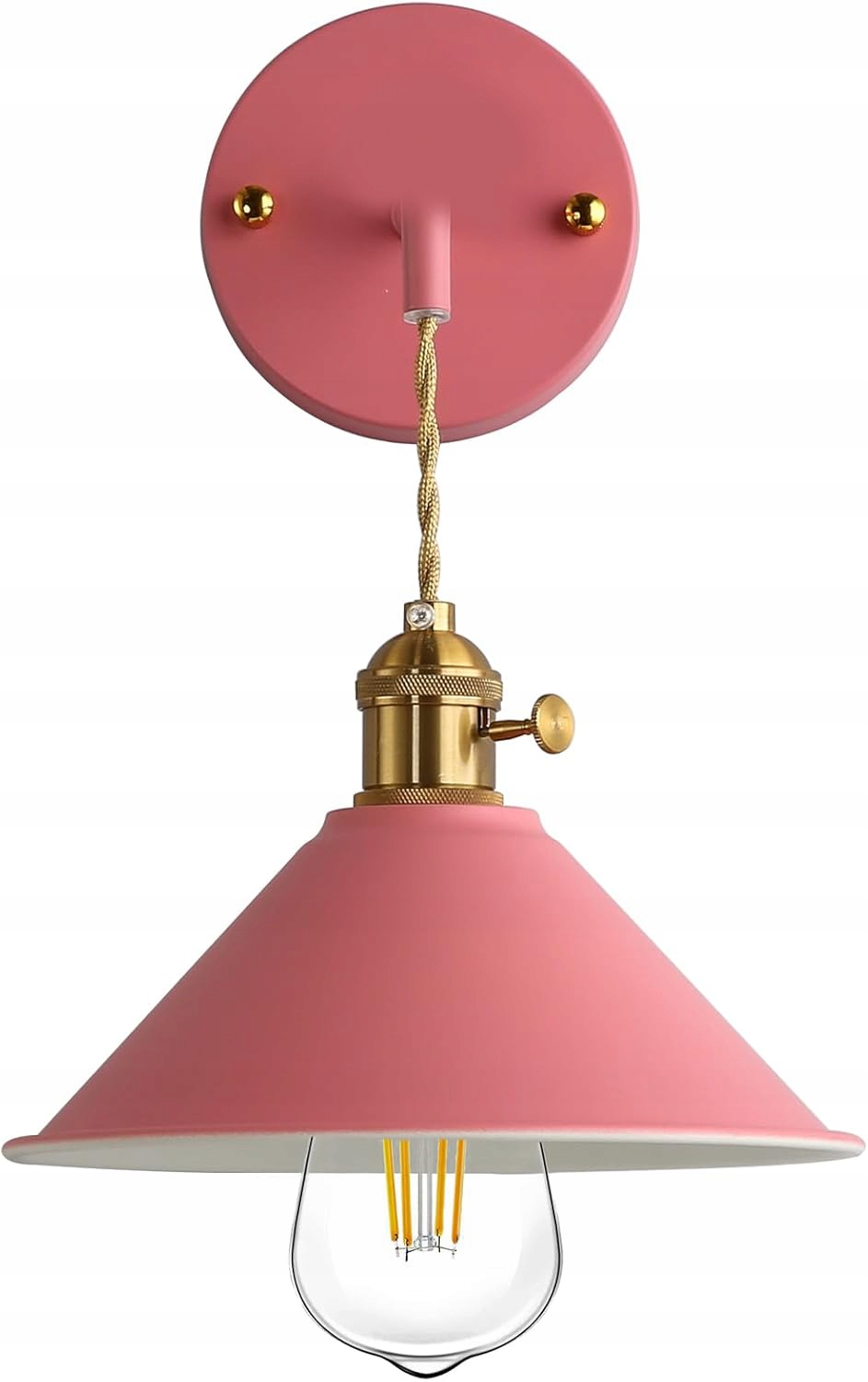 Lampa Ścienna Kinkiet w Stylu Vintage Retro Loft E27 Różowo Złoty