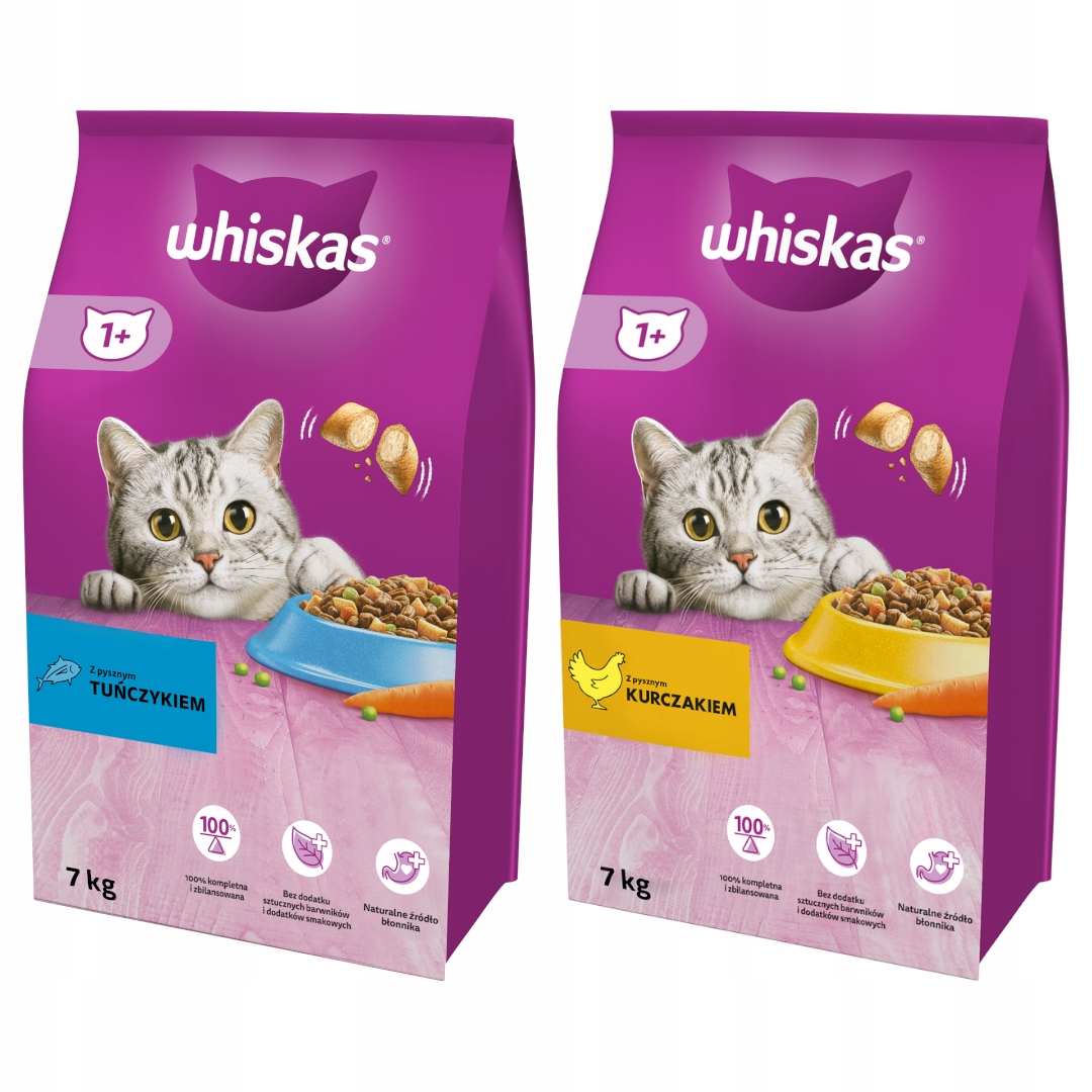 Levně Whiskas Adult S Kuřecím Masem A Tuňákem Suché Krmivo Pro Kočky 2x7 kg