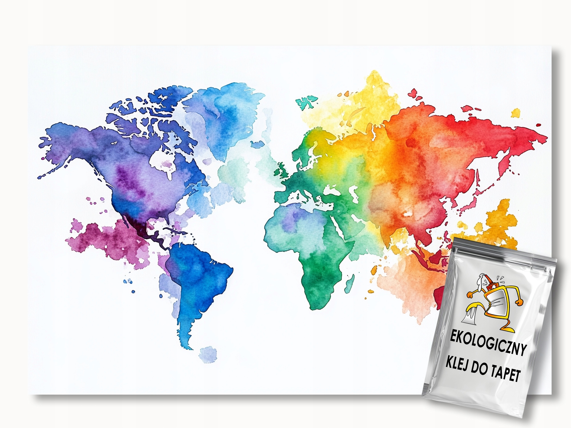 Fototapeta Flizelina Akvarel Barevná Mapa Světa Geografie 350x256 155g