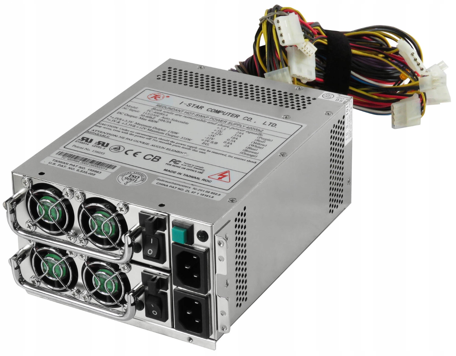 I-star TC-400R8A 400W 2U Cage Atx 20+4-PIN ATX12V PCIe Sata Molex 2x Psu