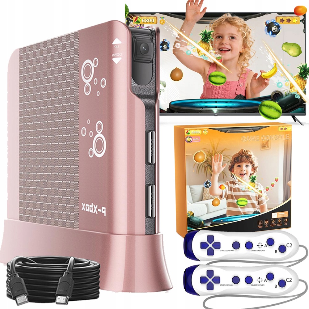 Gra Telewizyjna Konsola Ruchowa Retro 2 Bezprzewodowe Pady Hdmi Różowy