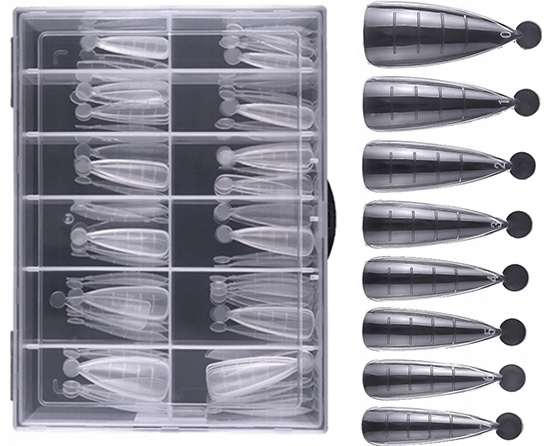 GÓRNE FORMY DUAL POLYSYSTEM 120SZT Z PODZIAŁKĄ TIPSY AKRYLOŻEL MIGDAŁ Nr 6 Marka Rel