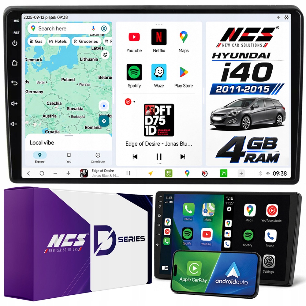 Rádio Navigace Ncs D9 Hyundai i40 2011-2015 Android 4GB Lte 9″