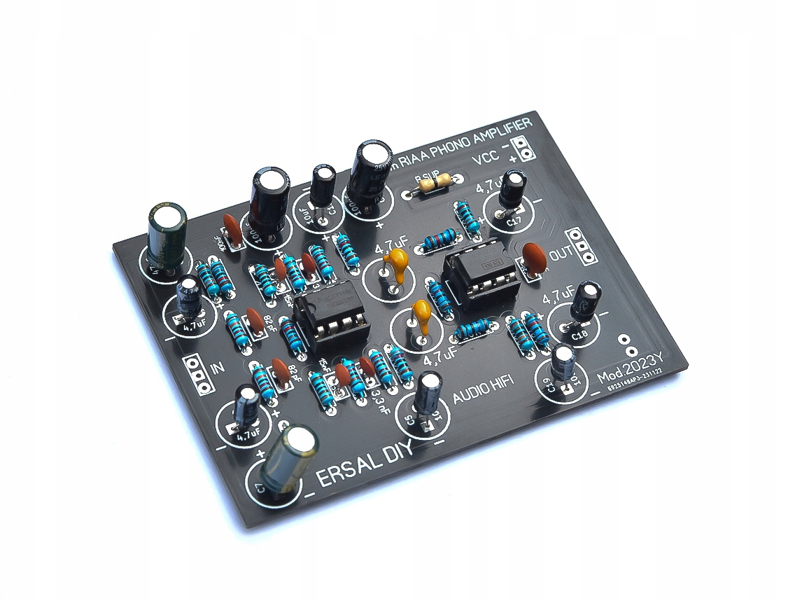 PRZEDWZMACNIACZ GRAMOFONOWY RIAA OPA2134 VER.2023Y do samodzielnego montażu