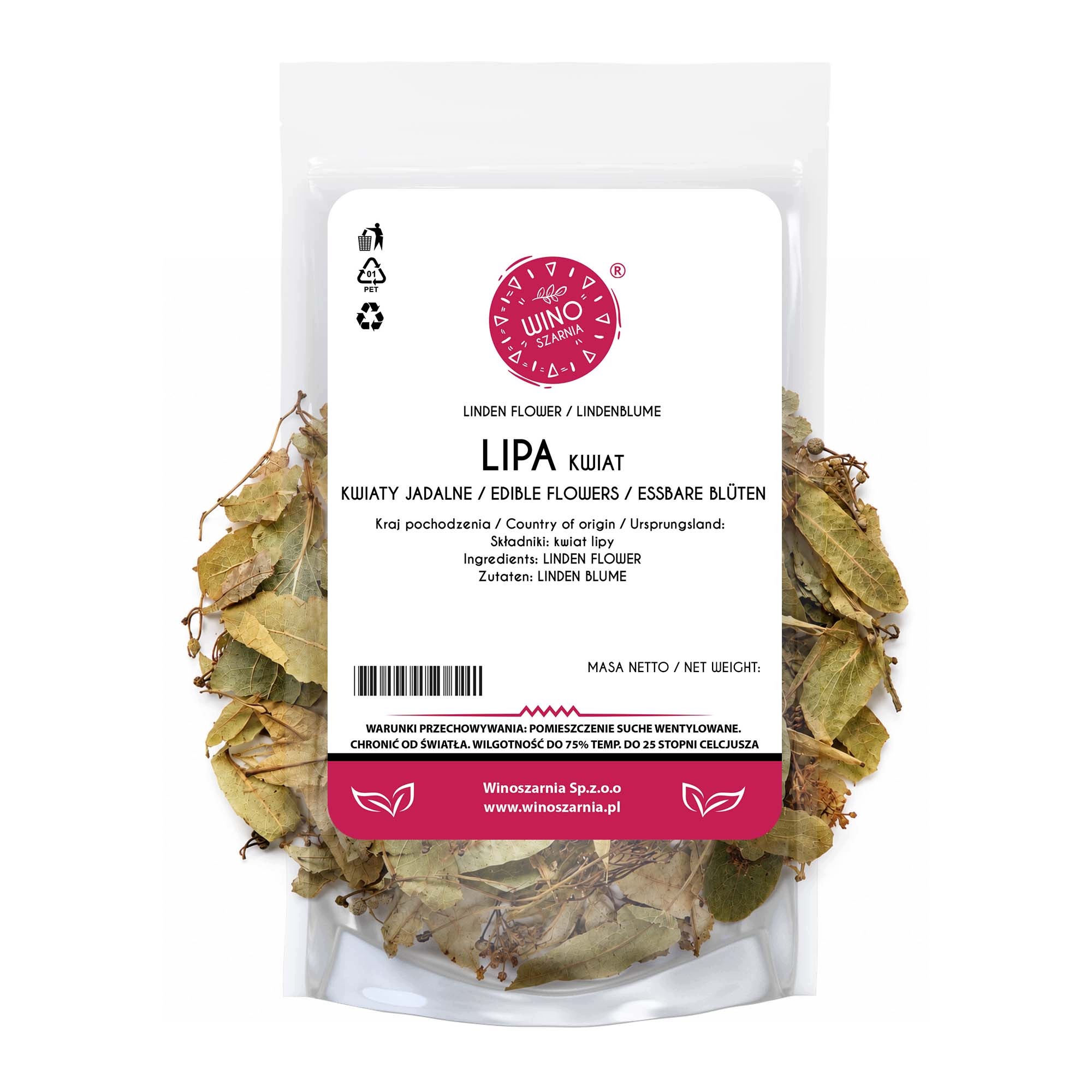 Sušený Květ Lipy Winoszarnia 1 kg Celý listový aromatický pro nálevy