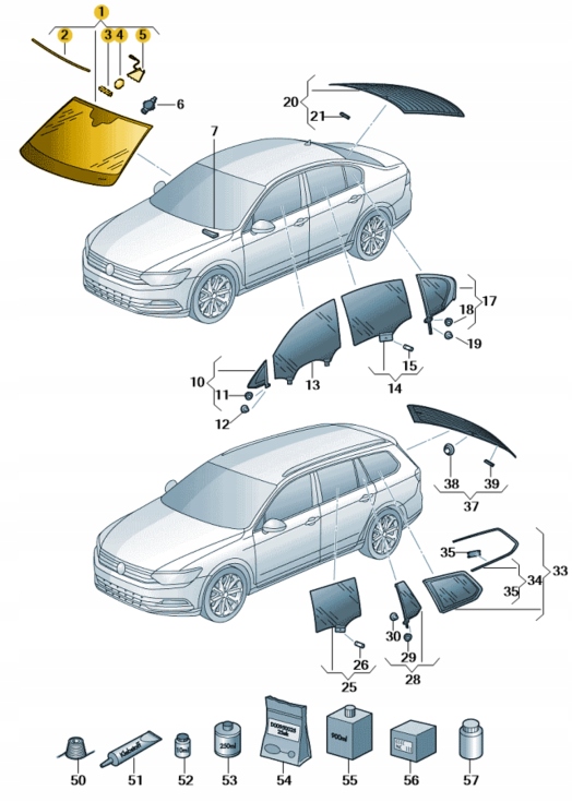 SZYBA CZOŁOWA (WARSTWOWA) VW PASSAT B8 OE