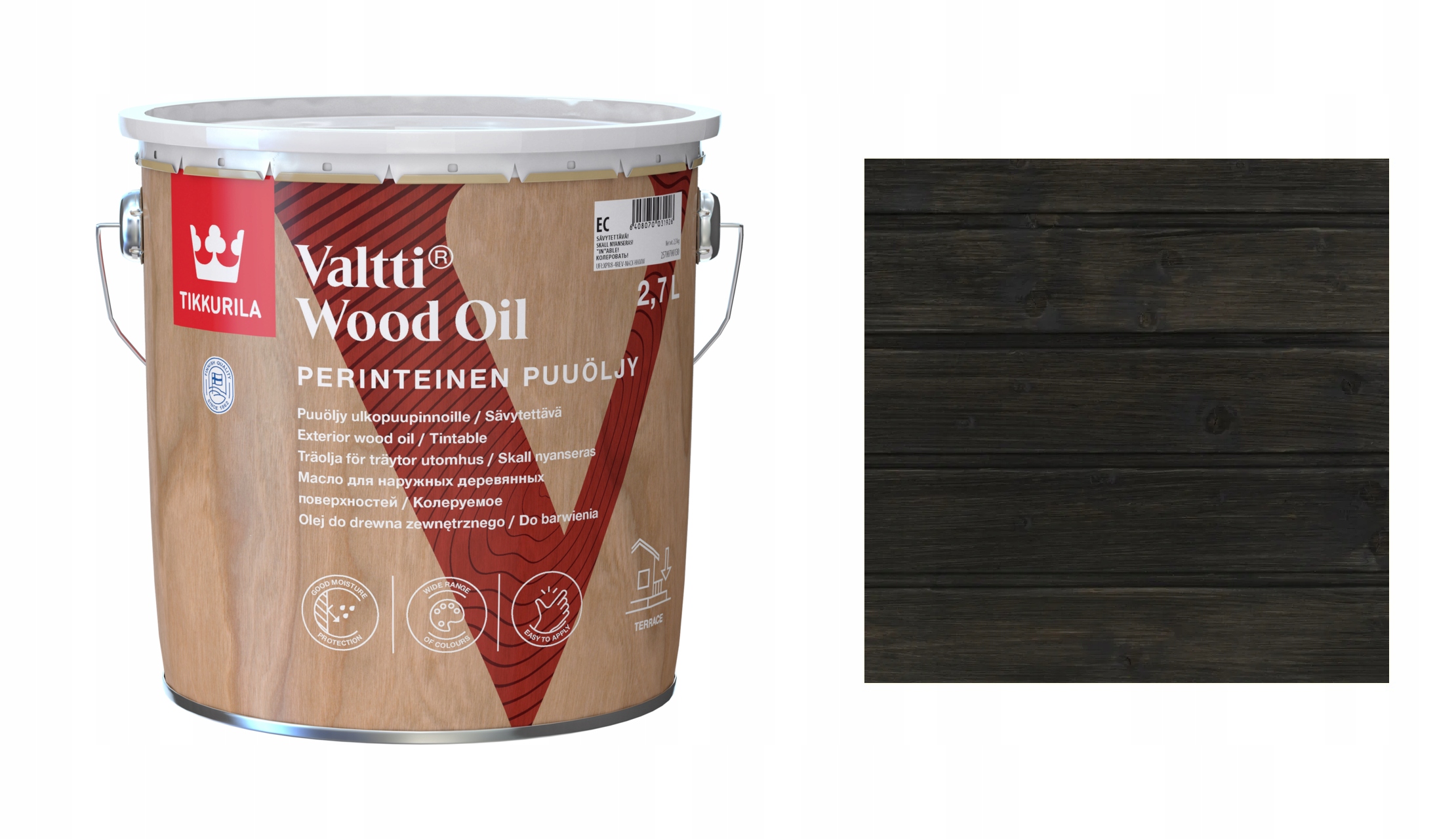 Tikkurila Valtti Wood Oil 2,7L 219A Black Woodpecker Rozpuszczalnikowy